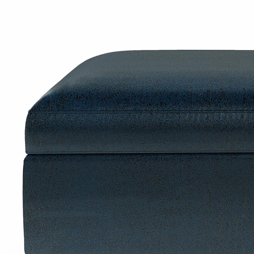 Owen 36" Distressed Dark Blue Faux Leather Storage Ottoman
