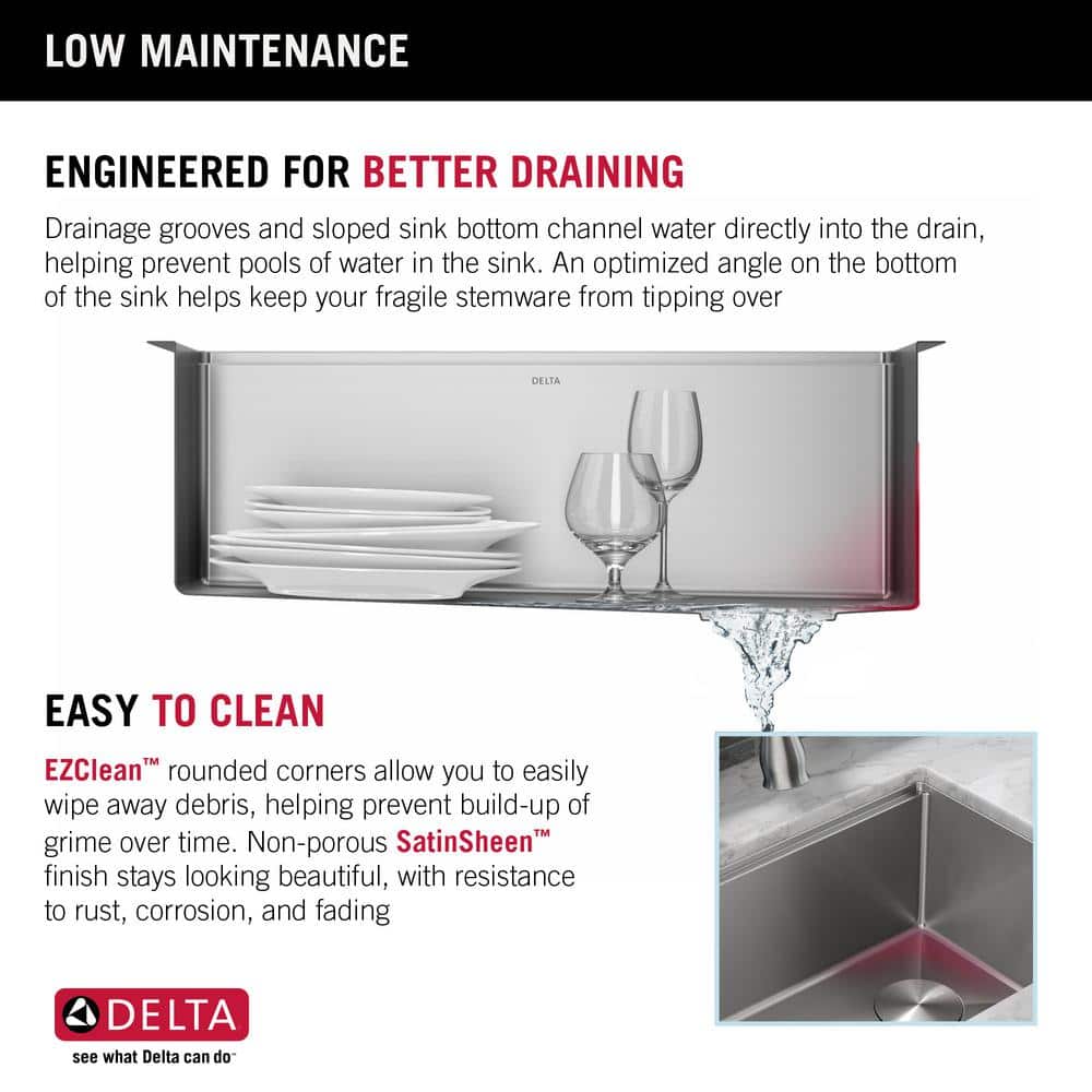 Delta 27" Stainless Steel Undermount Workstation Kitchen Sink with Accessories