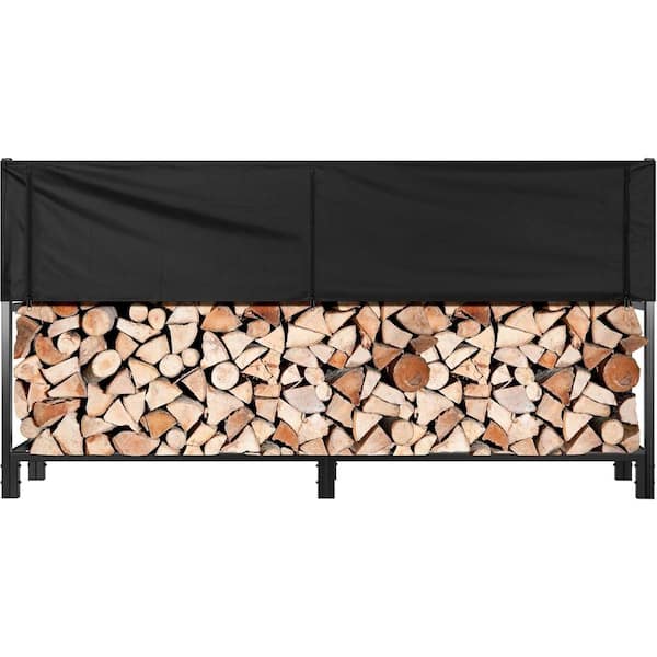 8 ft. Upgraded Heavy Duty Outdoor Firewood Rack with Cover