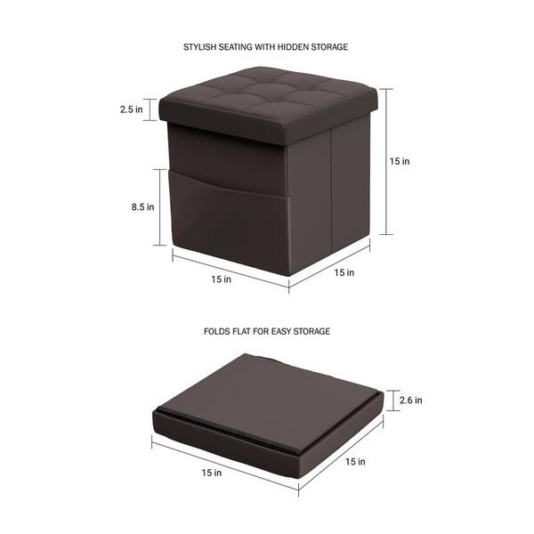 ABC Letters Folding Ottoman Cube Storage Box Faux Leather Padded 36x36x36cm 