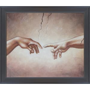 Creation of Adam by Michelangelo Gallery Black Framed Religious Oil Painting Art Print 24 in. x 28 in.