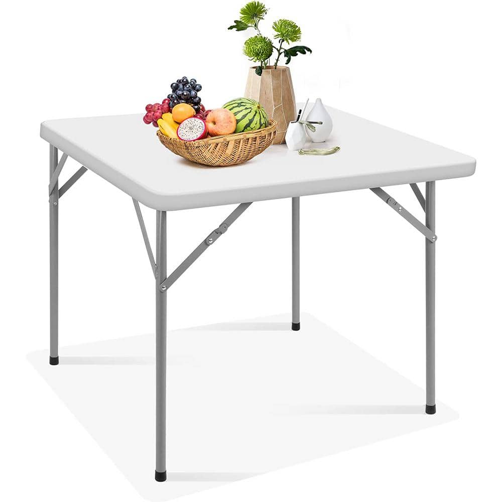 34 in. x 2.8 ft. Square Folding Card Table Portable Patio Plastic Tabl
