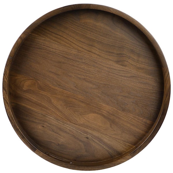 KINGCRAFT 24 in. W x 2.4 in. H x 24 in. D Brown Walnut Wood Serving Trays  Round MLA000703-24INCH - The Home Depot