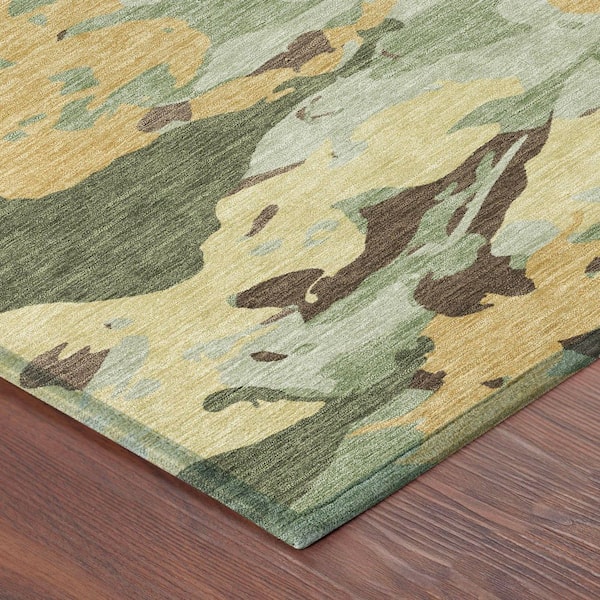 Chantille Machine Washable Indoor/Outdoor Abstract ACN2497 Olive 2 ft. x 3 ft. Accent Rug