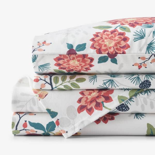 Company Cotton Vintage Blooms Velvet Multi Flannel Queen Sheet Set