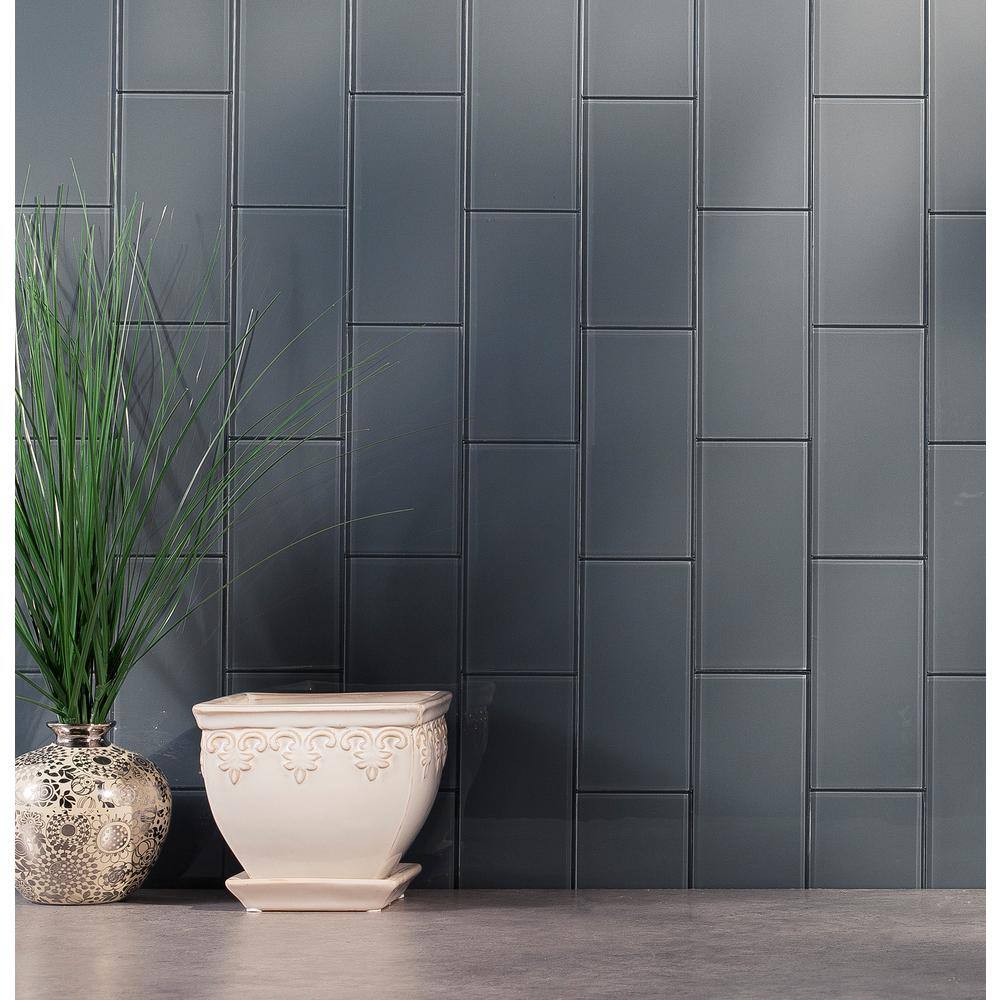 Storm Cloud Glass Peel and Stick Wall Tile Set for Kitchen and Bathroom