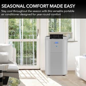 7,000 BTU (12,000 BTU ASHRAE) Portable Air Conditioner Cools 400 Sq. Ft. with Heater, Dehumidifier, and Remote in Gray