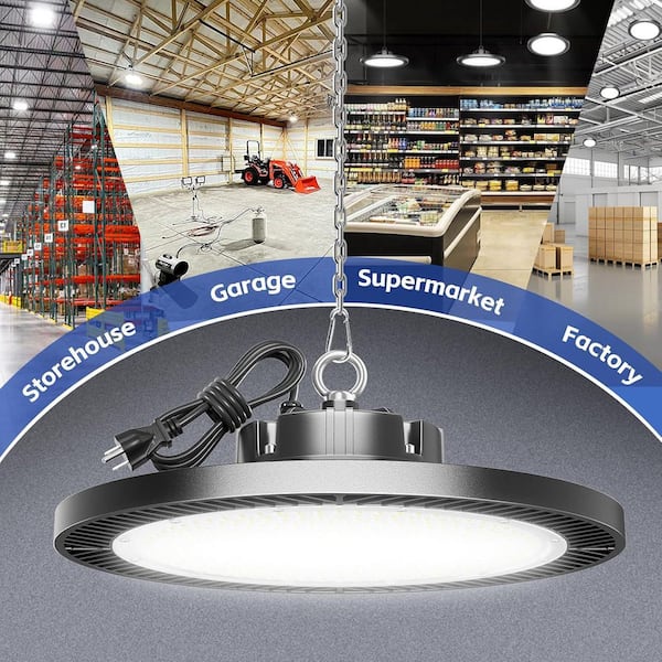 0.95 ft. 200-Watt Equivalence 28000lm 5000K Black Integrated LED High Bay Light with Plug