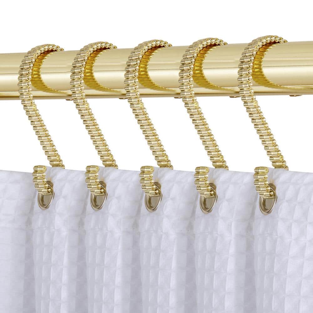 Utopia Alley HK19GD Rust Resistant Double Shower Curtain Hooks for Bathroom, Gold - Set of 12