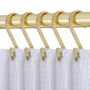 Rustproof Zinc S-Shaped Shower Curtain Hook Rings for Bathroom in Gold (12-Set)