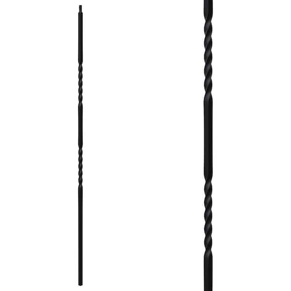 EVERMARK Stair Parts 44 in. x 5/8 in. Satin Black Double Twist Iron Baluster for Stair Remodel