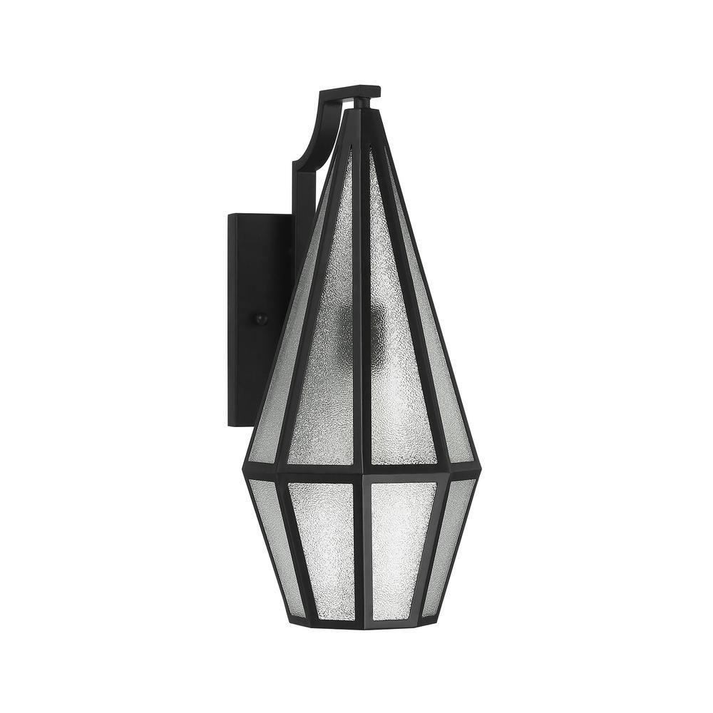 Matte Black Art Glass Outdoor Wall Lantern
