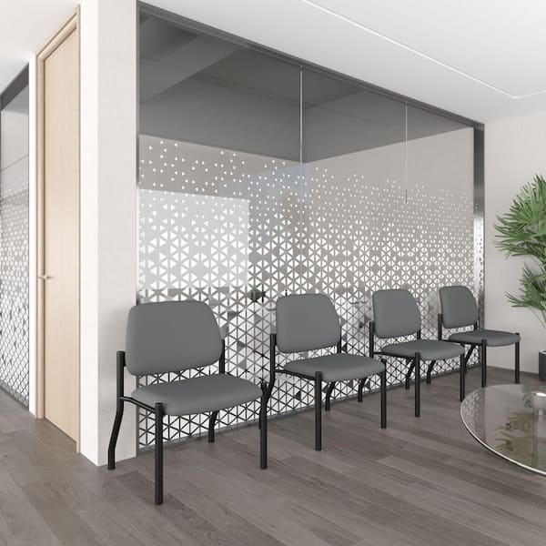 Antimicrobial Vinyl, Lumbar Support, Guest Chair in Gray without Arms, 400 lb Capacity.