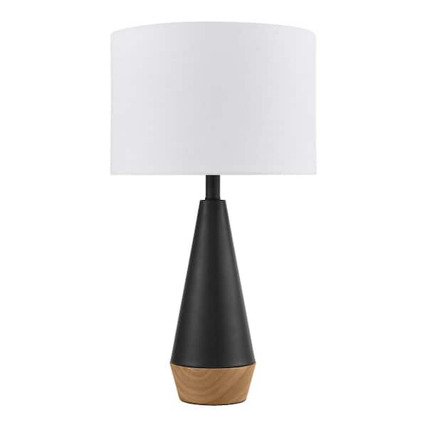 Keswick 21.25 in. Black and Light Wood Grain Accent Lamp