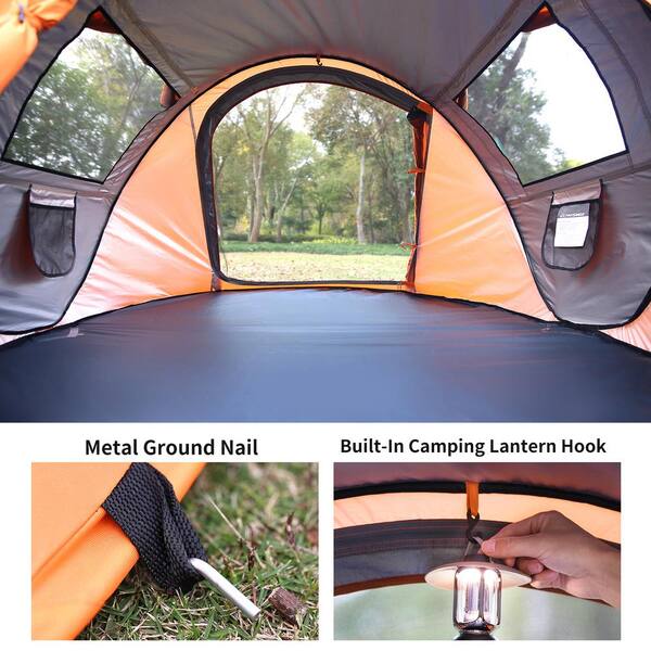 EchoSmile Echo Smile 2-Person Black and Orange Pop Up Camping Tent