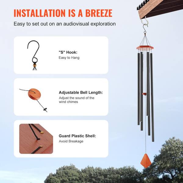 洋楽 Windflower Bamboo Wind Chime | Windbell for Outdoor Garden Patio Home