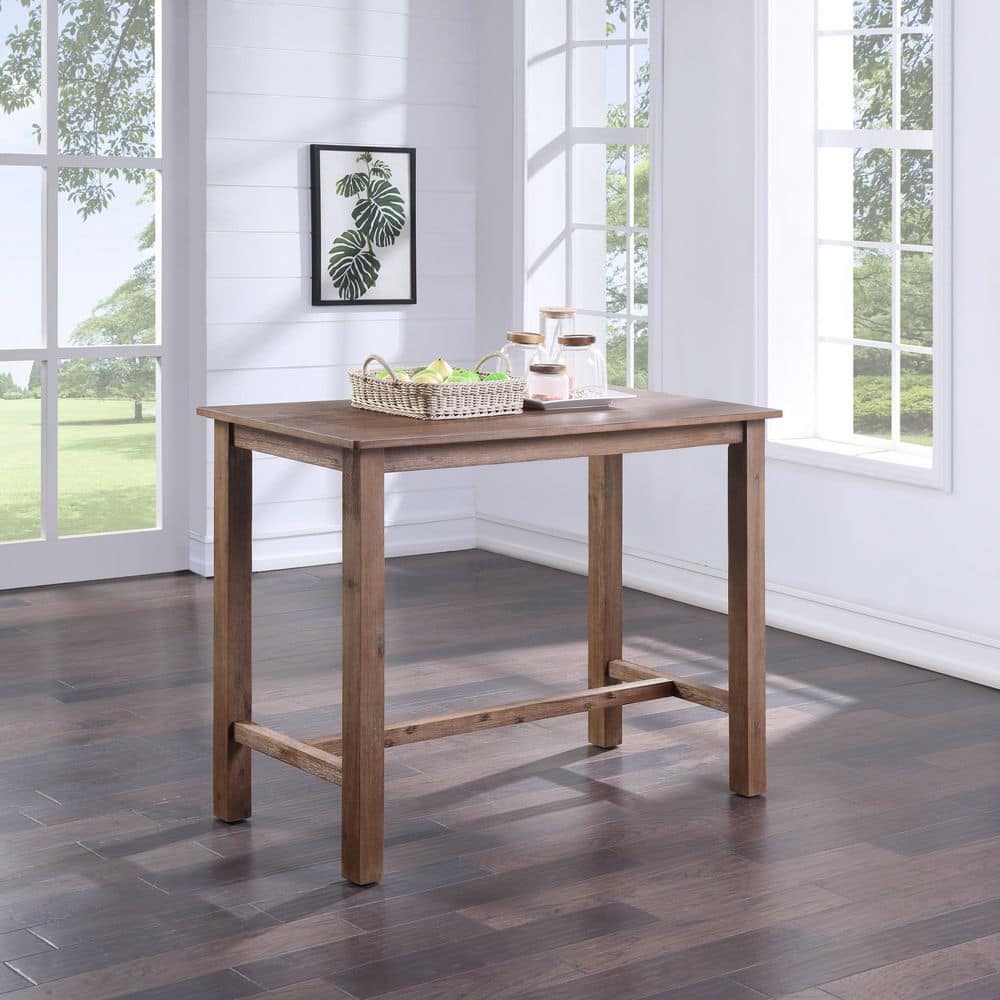 Barnwood Wire-Brush Reclaimed Wood Counter Height Pub Table