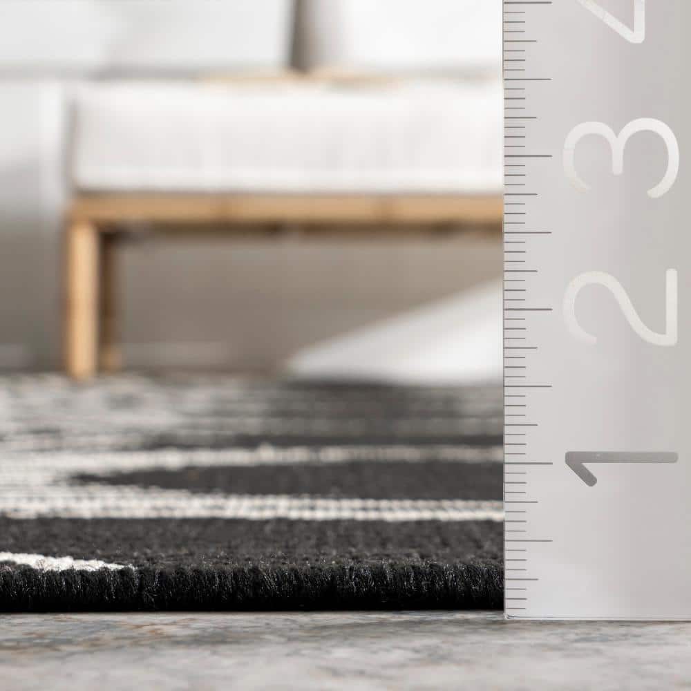 Ranya Black and White Synthetic Flat Woven 5' x 8' Area Rug