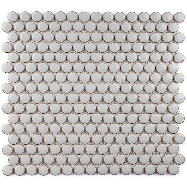 MOLOVO Metro Round Gray 12.41 in. x 11.46 in. Glossy