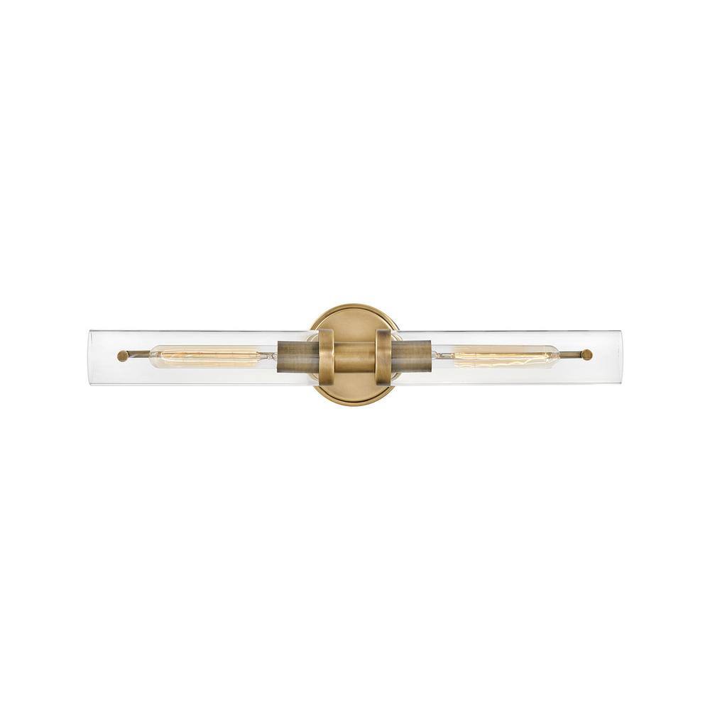 Vaughn Heritage Brass 2-Light Industrial Chic Bath Bar with Clear Glass