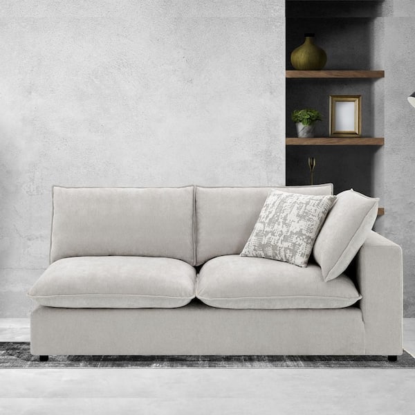 Marisa 43 in. Straight Arm 1-Piece Fabric Rectangle No Additional Features Sectional Sofa in Beige Boucle