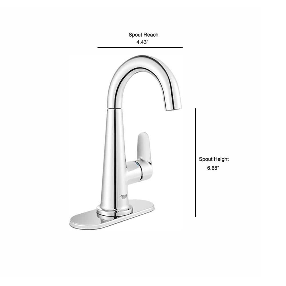 Polished Chrome Single-Handle Bathroom Faucet with High Arch Gooseneck Spout