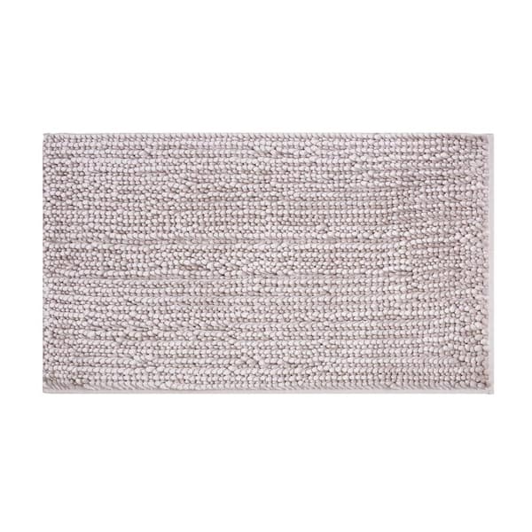 Laura Ashley Butter Chenille Non-Slip Blush Pink 17 in. x 24 in. Polyester Bath Mat