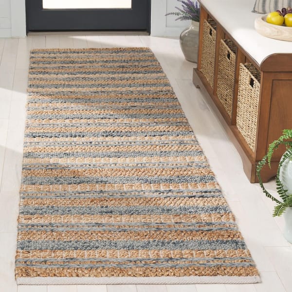 Natura 2 ft. x 8 ft. Natural/Gray Modern Striped Runner Rug