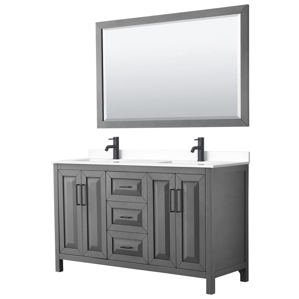 Daria 60 in. W x 22 in. D x 35.75 in. H Double Bath Vanity in Dark Gray with White Cultured Marble Top and 58 in. Mirror price history on PriceWatchPro