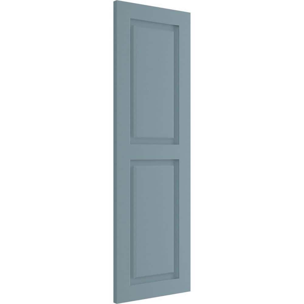 Peaceful Blue PVC Raised Panel Exterior Shutters, 12"W x 55"H