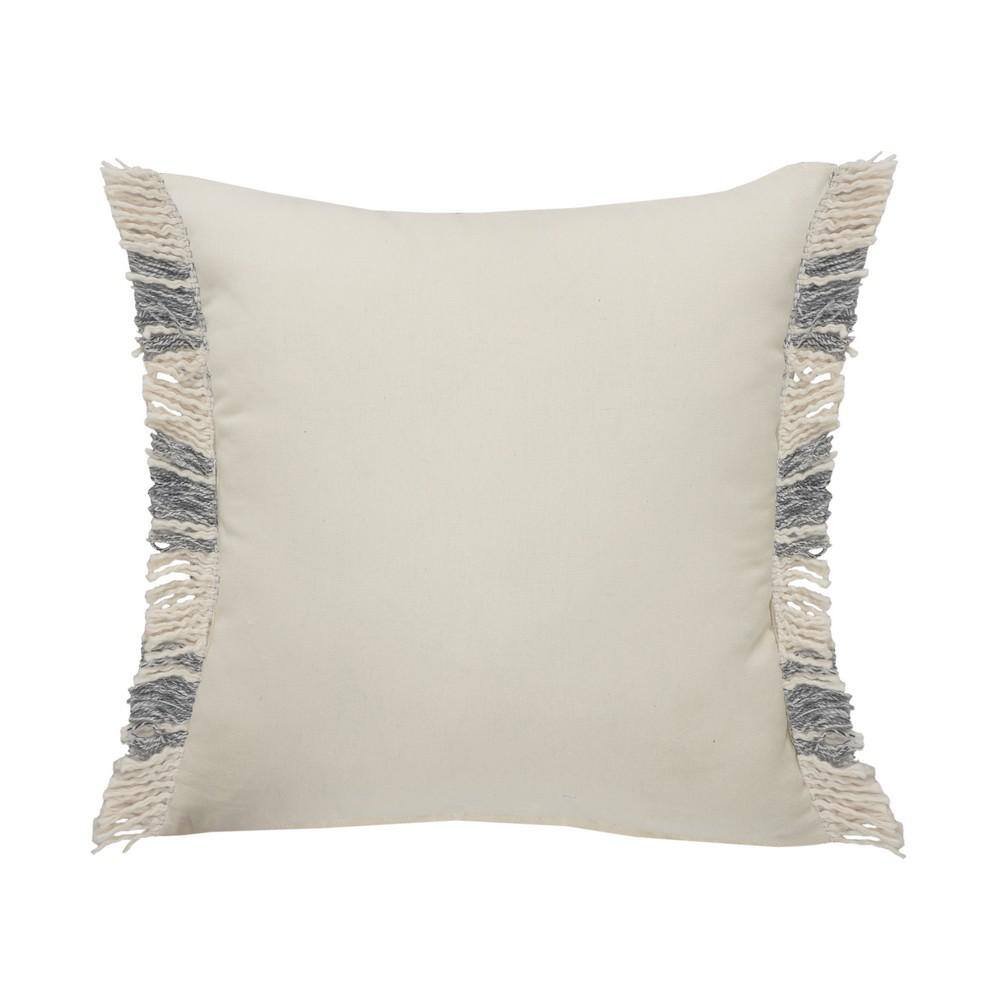 Charles 20" Gray Plaid Cotton Fringed Throw Pillow