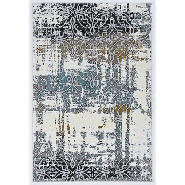 Elixir Gray 8 ft. x 10 ft. Contemporary Loomed Abstract Polyester Rectangle Indoor Area Rug