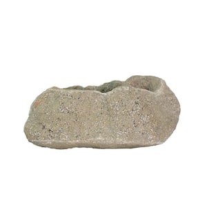 12.5 in. x 6.75 in. Volcanic Ash Cast Stone Fiberglass Dark Volcanic Rock Planter