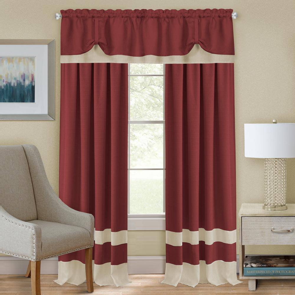 Marsala and Tan Double-Layer Rod Pocket Valance