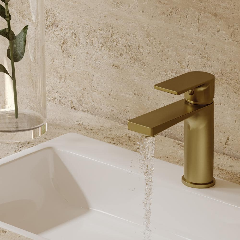 Brushed Gold Stainless Steel Single Handle Bathroom Faucet