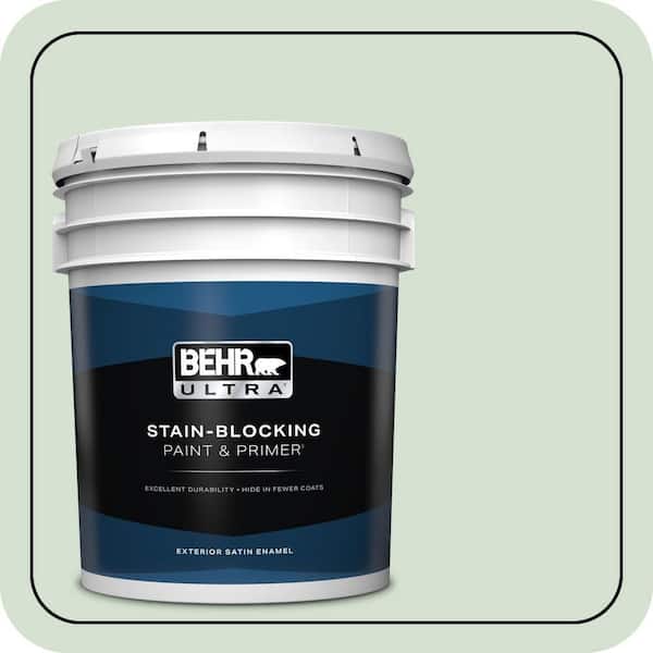 BEHR ULTRA 5 gal. #S400-2 Comforting Green Satin Enamel Exterior Paint & Primer