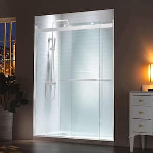 Nutley 48 in. x 76 in. Double Sliding Frameless Shower Door with Shatter Retention Glass in Chrome Finish