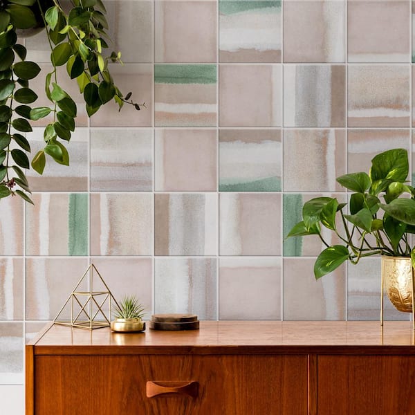 Matter Canvas Taupe Green 6 in. x 6 in. Porcelain Floor and Wall Tile (6.5 sq. ft. /Case)
