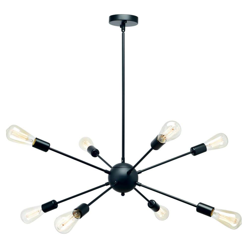 Industrial 8-Light Black Iron Sputnik Chandelier Modern Ceiling Light Fixture for Living Room Kitchen, No Bulbs Included price history on PriceWatchPro