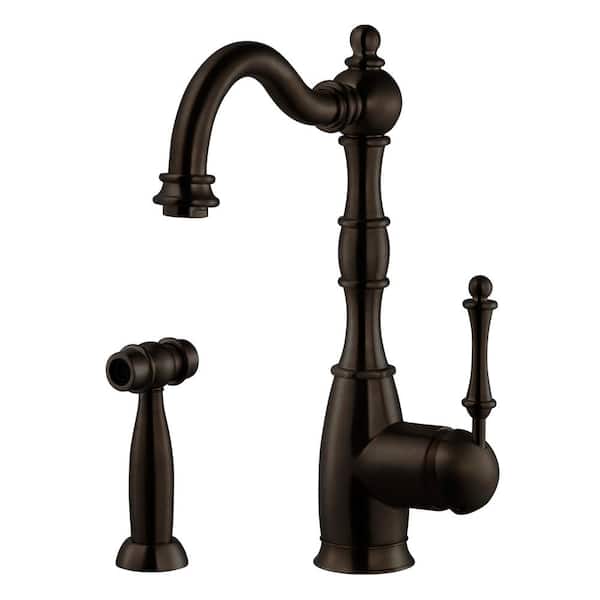 HOUZER Regal Traditional Single-Handle Standard Kitchen Faucet with Sidespray and CeraDox Technology in Oil Rubbed Bronze