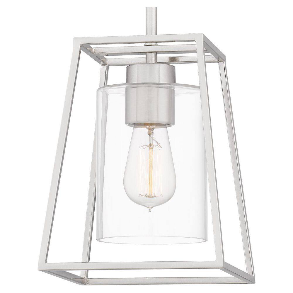 Prescott Transitional Mini Pendant Light in Brushed Nickel with Clear Glass