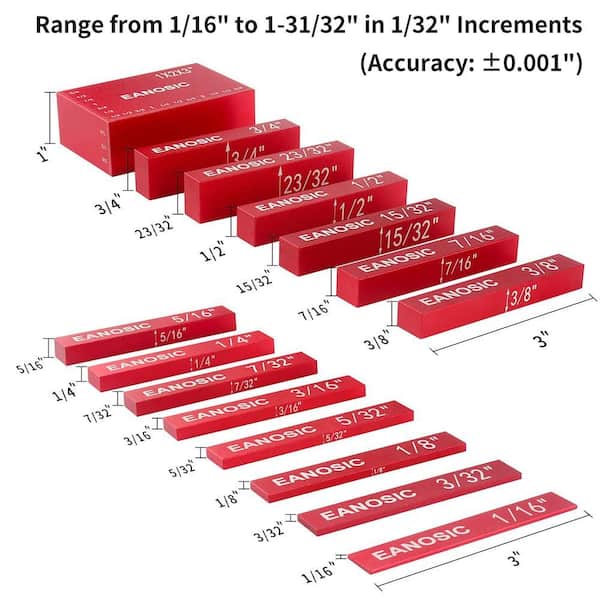 Angel Sar 15-Pieces Setup Blocks Height Gauge Set, Table Saw