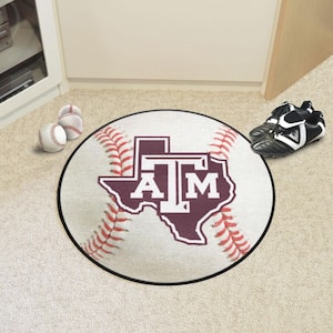 Texas A&M Aggies White 2 ft. Round Baseball Area Rug
