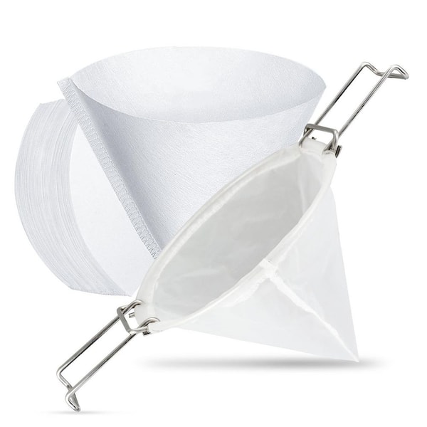 50 Piece 10 in. Fryer Oil Cone Filters, Filters with Folding Arms for Deep Fryers, Maple Syrup Grease Filter Cones