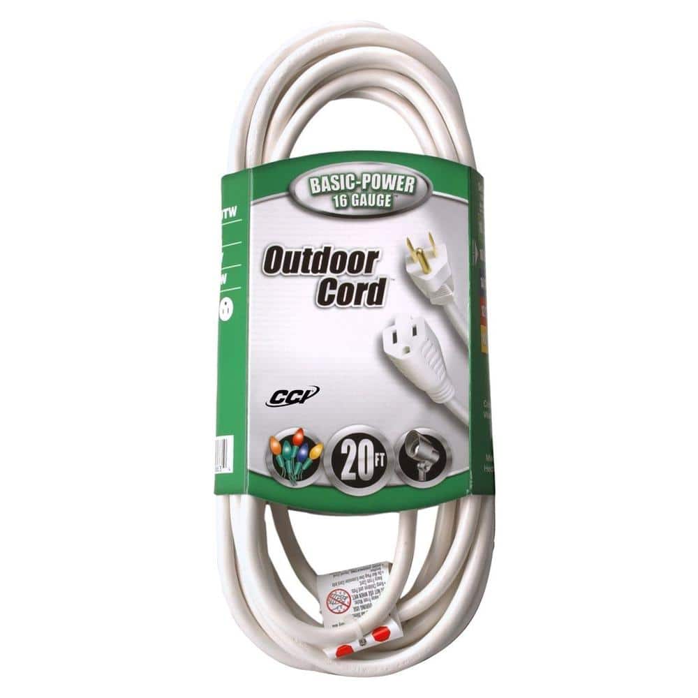 Basics 16/3 Outdoor Extension Cord with 3-Outlets 20-Foot Green