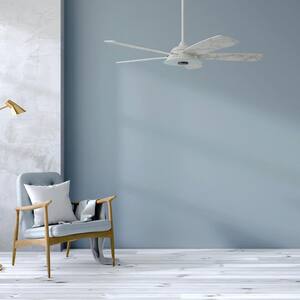 Striker 56 in. Indoor/Outdoor White Smart Ceiling Fan, Dimmable LED Light and Remote, Works with Alexa/Google Home/Siri