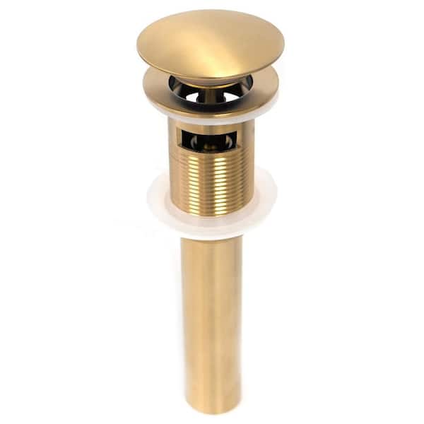 Eisen Home Pop-Up Drain Assembly with Cap with Overflow for Undermount Installation in Brushed Gold