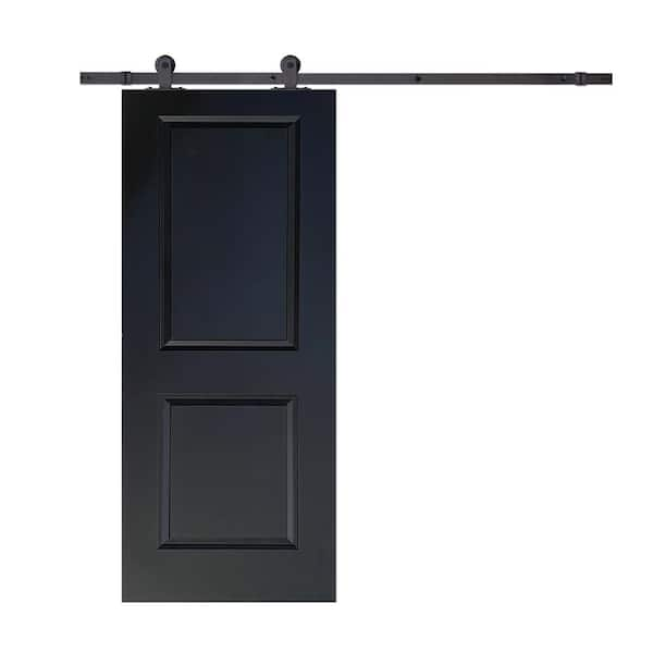 CALHOME 30 in. x 80 in. Black Painted Finished Composite MDF 2 Panel ...