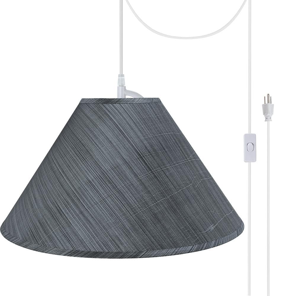 2-Light White Plug-In Swag Pendant with Grey and Black Hardback Empire Fabric Shade price history on PriceWatchPro
