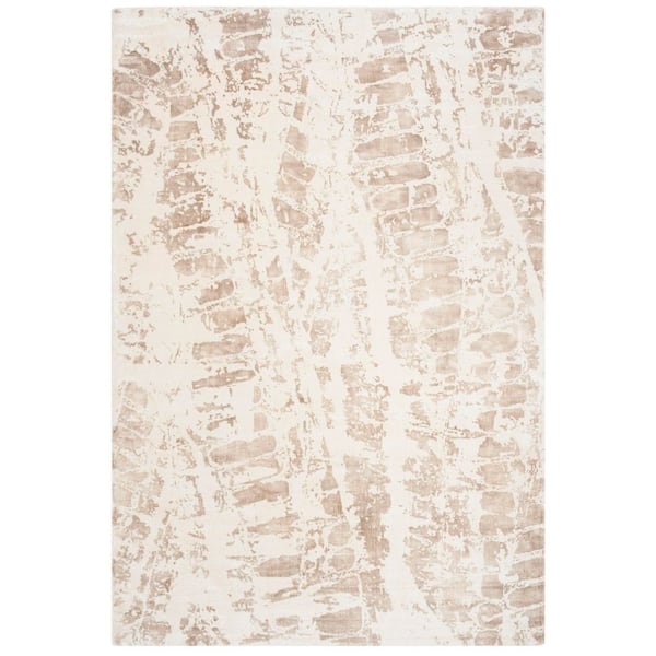 Mirage 6 ft. x 9 ft. Ivory/Brown Abstract Tracks Area Rug